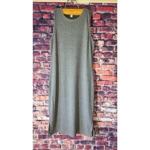 NINE WEST Gray Heather L Stretch Ribbed Sleeveless Dress 90's 80's Y2K vibe